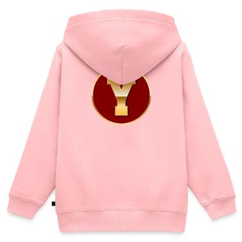 Lettre Y - Sweat Premium à capuche zippé enfant bio - rose - Dos - AI Model Kid Female (0cm)