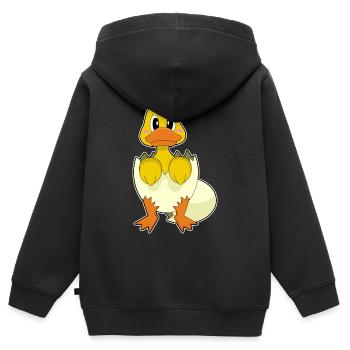 Ente Eierschale - Kinder Premium Organic Zip Hoodie - Schwarz - Hinten - AI Model Kid Male (0cm)