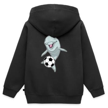Delfin Footballeur Football - Sweat Premium à capuche zippé enfant bio - noir - Dos - AI Model Kid Male (0cm)