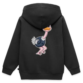 Strauß Motiv Zootiere - Kinder Premium Organic Zip Hoodie - Schwarz - Hinten - AI Model Kid Male (0cm)
