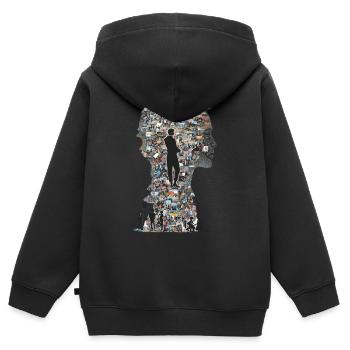 Das Puzzle Mensch - Kinder Premium Organic Zip Hoodie - Schwarz - Hinten - AI Model Kid Male (0cm)