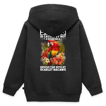 Le stress est causé par le fait de ne pas dépenser - Sweat Premium à capuche zippé enfant bio - noir - Dos - AI Model Kid Male (0cm)