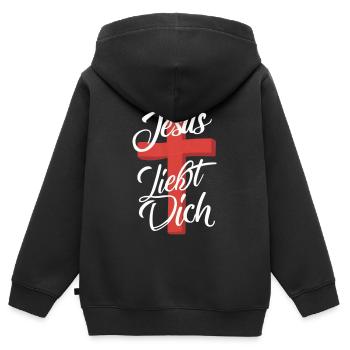 Jesus Loves You Cross Design - Kids Premium Organic Zip-up Hoodie - black - Back - AI Model Kid Male (0cm)