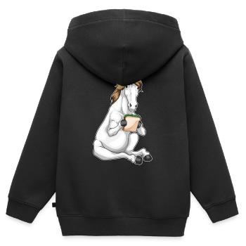 Sandwich au cheval - Sweat Premium à capuche zippé enfant bio - noir - Dos - AI Model Kid Male (0cm)
