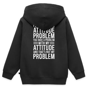 Je n’ai pas de problème d’attitude - Sweat Premium à capuche zippé enfant bio - noir - Dos - AI Model Kid Male (0cm)