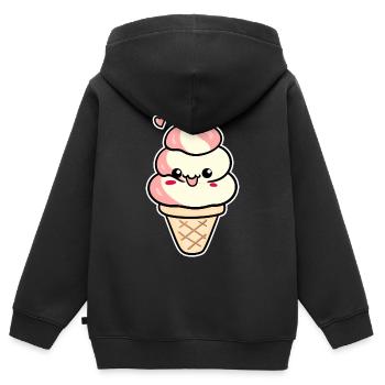 Cartoon Eiscreme - Kinder Premium Organic Zip Hoodie - Schwarz - Hinten - AI Model Kid Male (0cm)