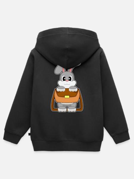 Bunny Shoulder Bag - Kids Premium Organic Zip-up Hoodie - black