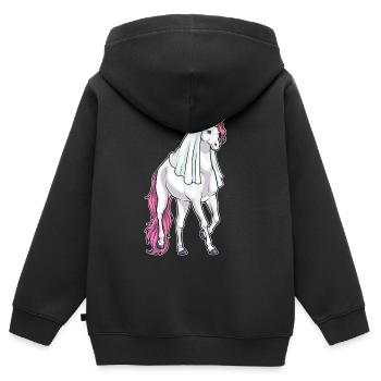 Einhorn Braut Schleier Hochzeit - Kinder Premium Organic Zip Hoodie - Schwarz - Hinten - AI Model Kid Male (0cm)