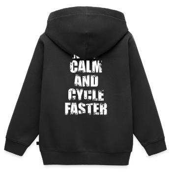 Ruhig bleiben und schneller radeln - Kinder Premium Organic Zip Hoodie - Schwarz - Hinten - AI Model Kid Male (0cm)