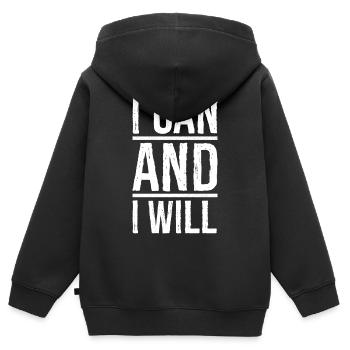 Je peux et je le ferai - Sweat Premium à capuche zippé enfant bio - noir - Dos - AI Model Kid Male (0cm)