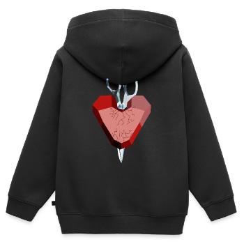 Cœur brisé de rubis et de diamant - Sweat Premium à capuche zippé enfant bio - noir - Dos - AI Model Kid Male (0cm)