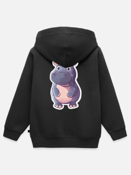 Nilpferd - Kinder Premium Organic Zip Hoodie - Schwarz