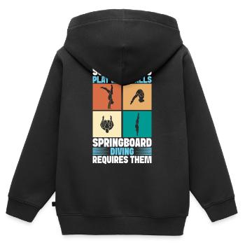 Kunstspringen Turmspringer Sprungbrett - Kinder Premium Organic Zip Hoodie - Schwarz - Hinten - AI Model Kid Male (0cm)