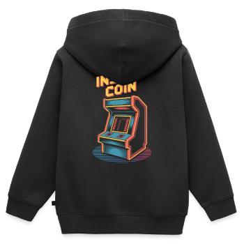 Insert Coin Retro Arcade Gaming Automat - Kinder Premium Organic Zip Hoodie - Schwarz - Hinten - AI Model Kid Male (0cm)