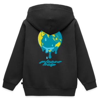 Global Warming Globe - Kids Premium Organic Zip-up Hoodie - black - Back - AI Model Kid Male (0cm)