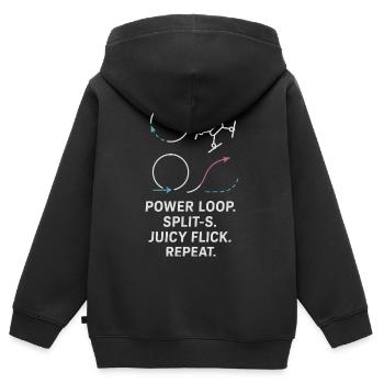 Power Loop Split-S Juicy Flick Repeat - Kinder Premium Organic Zip Hoodie - Schwarz - Hinten - AI Model Kid Male (0cm)