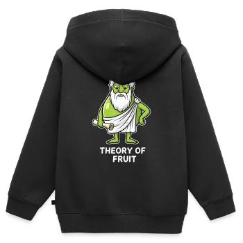 Frucht-Theorie Grüner Philosoph Birne - Kinder Premium Organic Zip Hoodie - Schwarz - Hinten - AI Model Kid Male (0cm)