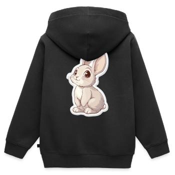 Hase - Kinder Premium Organic Zip Hoodie - Schwarz - Hinten - AI Model Kid Male (0cm)