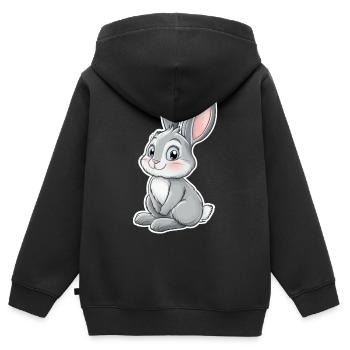 Hase - Kinder Premium Organic Zip Hoodie - Schwarz - Hinten - AI Model Kid Male (0cm)