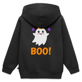 Cute Halloween Ghost Boo Costume - Kids Premium Organic Zip-up Hoodie - black - Back - AI Model Kid Male (0cm)