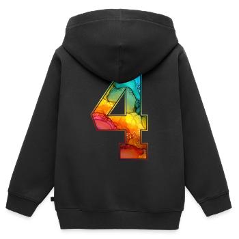 NR. 4 NUMMER 4 COLLEGE 4. GEBURTSTAG - Kinder Premium Organic Zip Hoodie - Schwarz - Hinten - AI Model Kid Male (0cm)