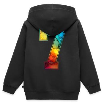 NR. 7 NUMMER 7 COLLEGE 7. GEBURTSTAG - Kinder Premium Organic Zip Hoodie - Schwarz - Hinten - AI Model Kid Male (0cm)