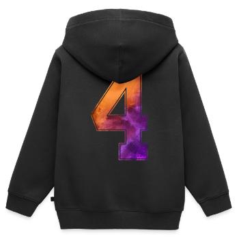 NR. 4 NUMMER 4 COLLEGE 4. GEBURTSTAG - Kinder Premium Organic Zip Hoodie - Schwarz - Hinten - AI Model Kid Male (0cm)