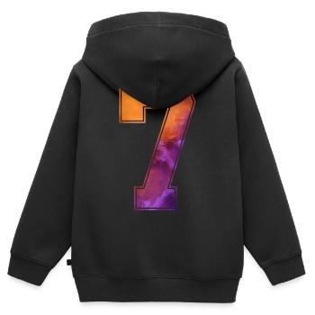 NR. 7 NUMMER 7 COLLEGE 7. GEBURTSTAG - Kinder Premium Organic Zip Hoodie - Schwarz - Hinten - AI Model Kid Male (0cm)