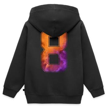 NO. 8 NUMBER 8 COLLEGE 8TH BIRTHDAY - Kids Premium Organic Zip-up Hoodie - black - Back - AI Model Kid Male (0cm)