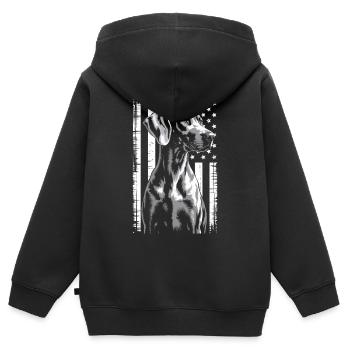 Patriotisches Windhundporträt - Kinder Premium Organic Zip Hoodie - Schwarz - Hinten - AI Model Kid Male (0cm)