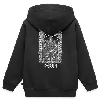 Dieu du Tonnerre Slave de Pérun - Sweat Premium à capuche zippé enfant bio - noir - Dos - AI Model Kid Male (0cm)