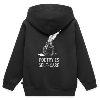 Poesie als Selbstfürsorge: Tinte & Feder - Kinder Premium Organic Zip Hoodie - Schwarz - Hinten - AI Model Kid Male (0cm)
