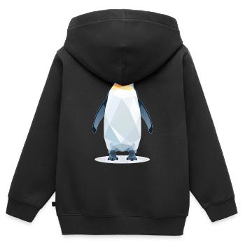 Pinguin Style - Kinder Premium Organic Zip Hoodie - Schwarz - Hinten - AI Model Kid Male (0cm)