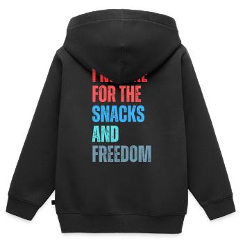 Slogan du plaisir de grignoter et liberté - Sweat Premium à capuche zippé enfant bio - noir - Dos - AI Model Kid Male (0cm)