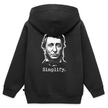 Thoreau Simplifie - Sweat Premium à capuche zippé enfant bio - noir - Dos - AI Model Kid Male (0cm)