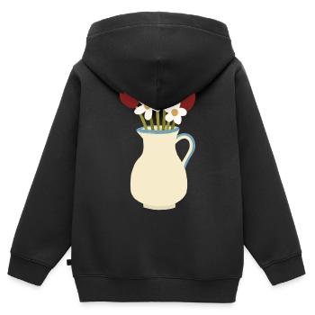 Duo Bloom de vase en céramique - Sweat Premium à capuche zippé enfant bio - noir - Dos - AI Model Kid Male (0cm)
