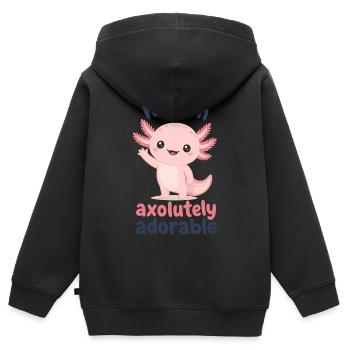 Axolotl adorable : Salut, je suis Axolutely adorable - Sweat Premium à capuche zippé enfant bio - noir - Dos - AI Model Kid Male (0cm)