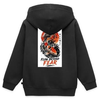 Koi-Drache Flow Beyond Fear - Kinder Premium Organic Zip Hoodie - Schwarz - Hinten - AI Model Kid Male (0cm)