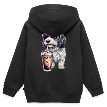 Havaneser  - Kinder Premium Organic Zip Hoodie - Schwarz - Hinten - AI Model Kid Male (0cm)