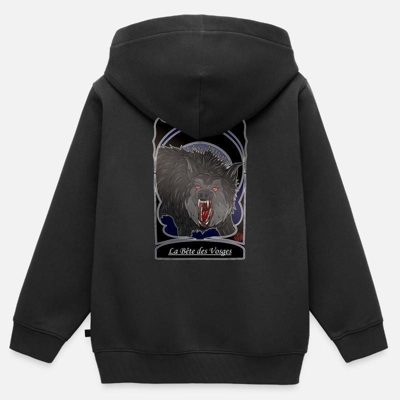 La Bete des Vosges - folklore Vosges - Sweat Premium à capuche zippé enfant bio - noir