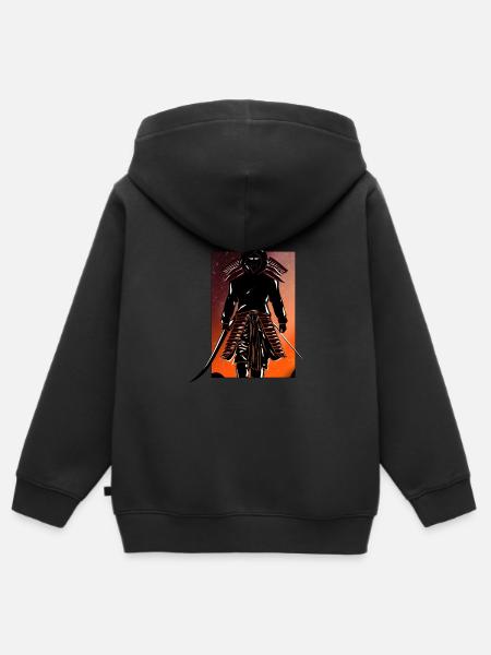 Samurai Hannya im Kapuzenpullover - Kinder Premium Organic Zip Hoodie - Schwarz