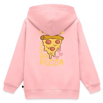 Cheese Salami Pizza Restauration rapide Pizza Tranche - Sweat Premium à capuche zippé enfant bio - rose - Dos - AI Model Kid Female (0cm)