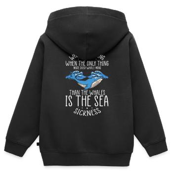 Orca Beobachtung für Buckelwale und Meerwale - Kinder Premium Organic Zip Hoodie - Schwarz - Hinten - AI Model Kid Male (0cm)