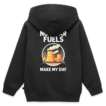 Kernenergie Spruch für Kernenergie - Kinder Premium Organic Zip Hoodie - Schwarz - Hinten - AI Model Kid Male (0cm)