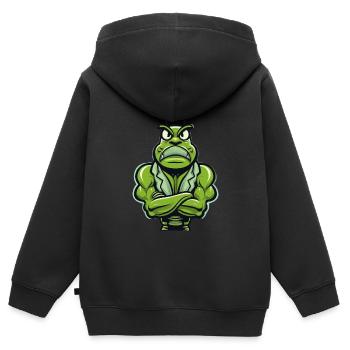 Bodybuilder Grasshopper - Sweat Premium à capuche zippé enfant bio - noir - Dos - AI Model Kid Male (0cm)