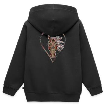tête de cheval noble pour le cheval amoureux du cheval de cheval - Sweat Premium à capuche zippé enfant bio - noir - Dos - AI Model Kid Male (0cm)
