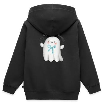 Mon premier Halloween - Sweat Premium à capuche zippé enfant bio - noir - Dos - AI Model Kid Male (0cm)