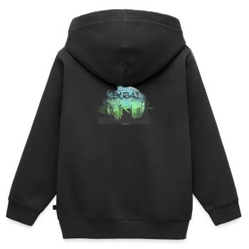 Dubai Tourismus Wasserfarbe Skyline Geschenk - Kinder Premium Organic Zip Hoodie - Schwarz - Hinten - AI Model Kid Male (0cm)