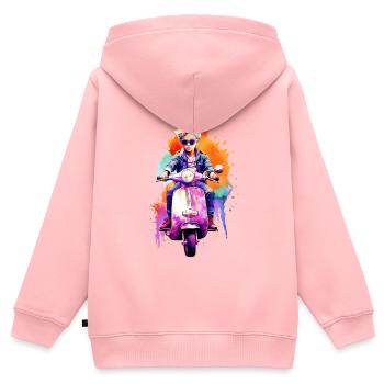 Junge mit Roller - Kinder Premium Organic Zip Hoodie - Rosa - Hinten - AI Model Kid Female (0cm)