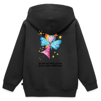 Generatorin Motiv Fee - gut lernen & schlafen - Kinder Premium Organic Zip Hoodie - Schwarz - Hinten - AI Model Kid Male (0cm)